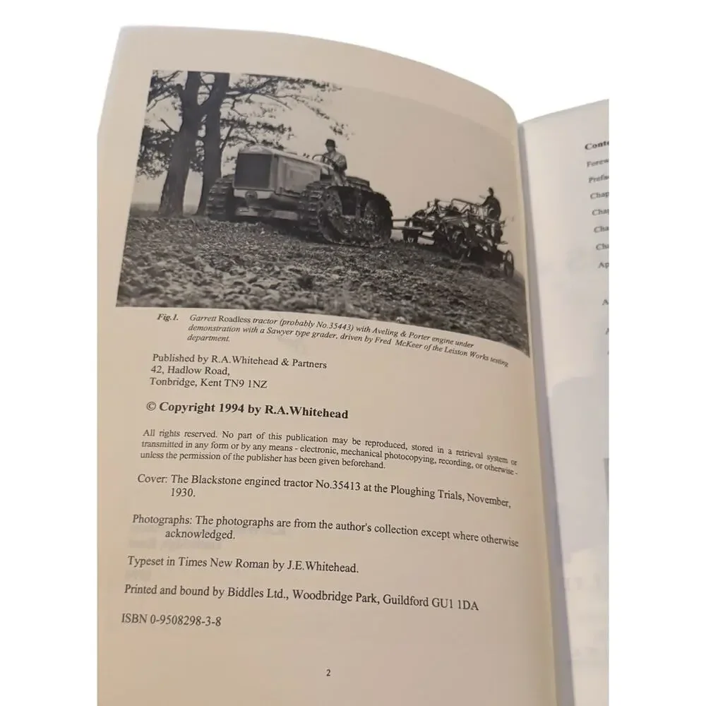 Garrett Diesel Tractors R A Whitehead Vintage‎ Tractor History Book 1994 Signed